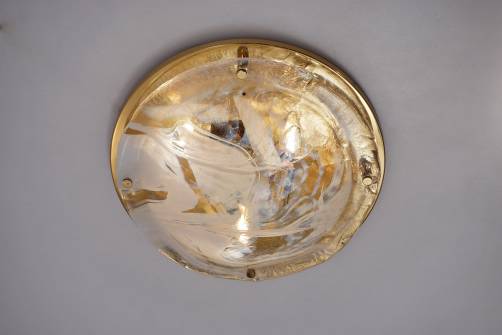 Murano art glass & brass flush light by Hillebrand, 1970`s, German